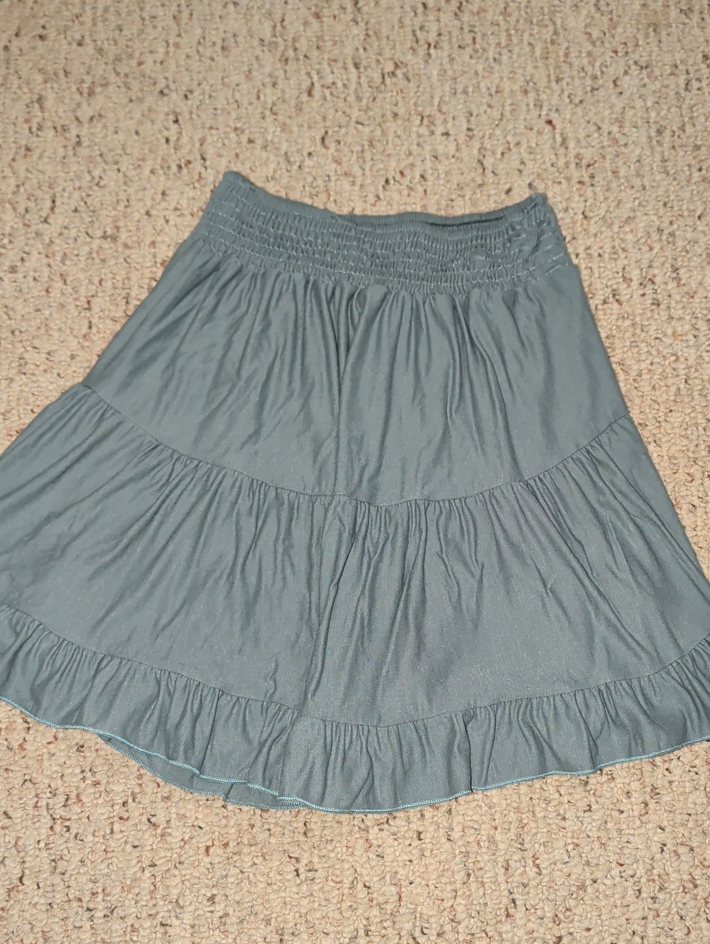 Smocked Waist Tiered Skirt- Blue💙